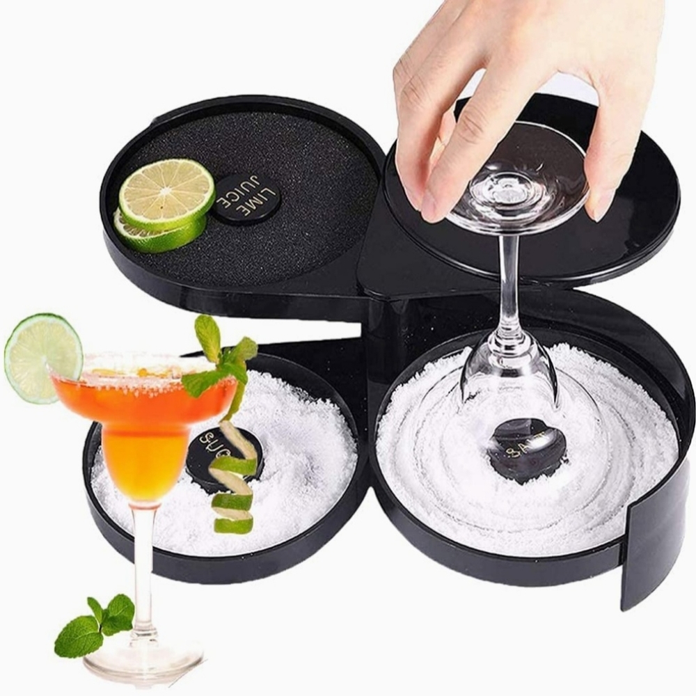3-Tier Bar Glass Rimmer, Margarita Salt Rimmer Bar Glass Rimmer Salt Rimmer